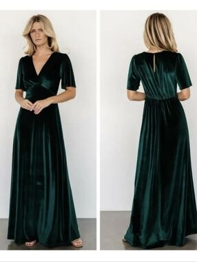 Baltic Born Vivian Velvet Maxi Dress Emerald Green Small